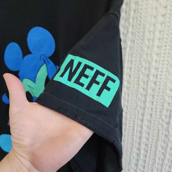 Disney Neff T-Shirt XXL Black Logo Graphic Mickey Mouse Short Sleeve Tee - Picture 7 of 8